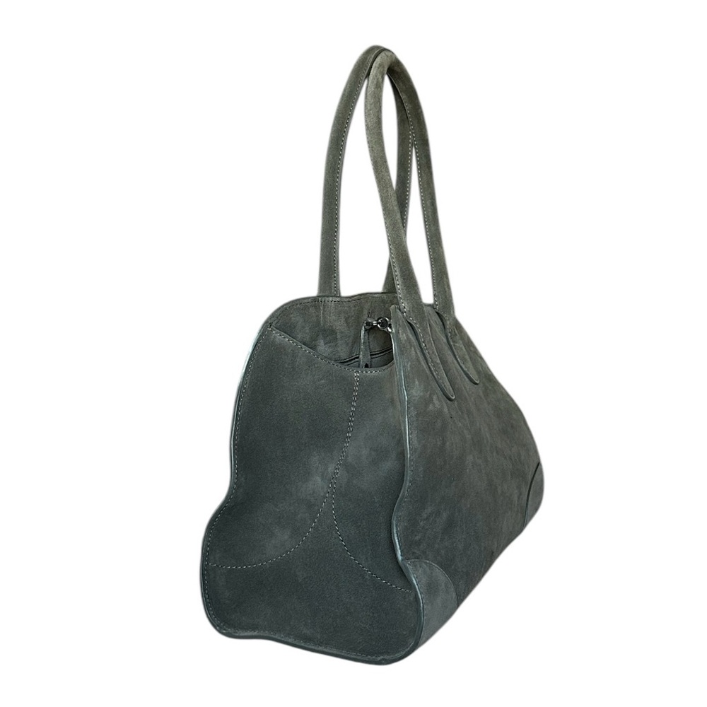NWT COS Small Gray Suede Studio Bowling Shoulder Bag - Picture 5 of 6